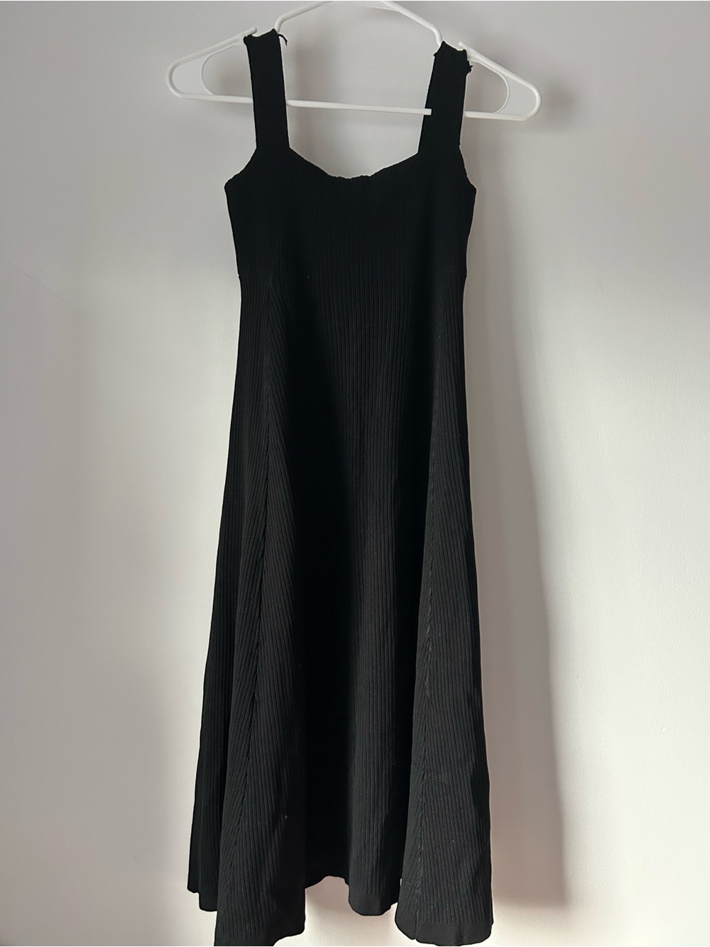 Classic Black Ribbed Midi Dress